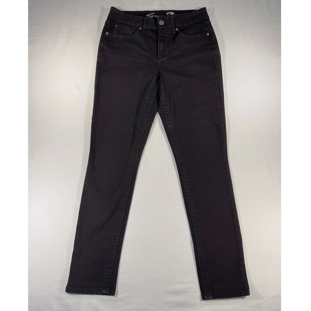 Seven7 Tummyless High Rise Skinny Jeans Black Denim Size 6